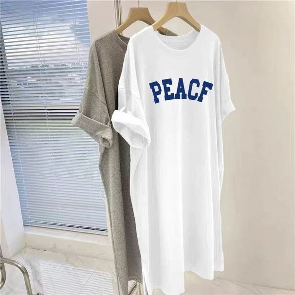 Casual Summer Loose Plus Size Dress Women Korean Style Simple Versatile Short Sleeved Dress_ecoleips.com