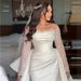 Women's Lightweight Satin Wedding Dress Long Lace Sleeves Off-the-Shoulder Floor-Length Slimming Gown for Bridal Receptions And Evening Banquets_ecoleips.com