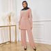 Middle Eastern Abayas Women's Elegant Two Piece Suit Draped Shirt And Fitted Wide Leg Trousers Muslim Fashion_ecoleips.com
