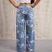 Spring Summer New Women's Button up Front Pocket Printed Casual Jeans Denim Export Style 2026_ecoleips.com