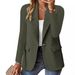 Women's Long Sleeve Solid Color Blazer Cardigan V-Neck Office Casual Lightweight Jacket Fashion Trends_ecoleips.com