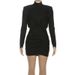 TARUXY Slim Turtleneck Folds Dress Women Long-Sleeved Solid High-Waisted Elegant Short Hip Wrap Dress Female Autumn Party Dress_ecoleips.com