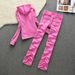 Women's Velvet Two Piece Set Spring Autumn Casual Sports Suit Solid Color Hooded Cardigan Straight Leg Pants_ecoleips.com