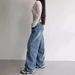 Women's Clothing Waist Jeans Retro Niche Design Loose Wide Leg Pants Simple Casual Straight Pants_ecoleips.com