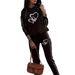 Women's Clothing Heart Print Casual Vacation Two Piece Set Hooded Long Sleeved Pants Fashionable 2026 New_ecoleips.com