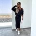 Women's Clothing Fashion Solid Color V Neck Sweatshirt And Dress Slim Waist Set Versatile Styling American Style_ecoleips.com