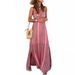 Cross-border Ins European And American Women's Fashion New Summer Foreign Trade Bohemian Print V-neck Strap Slit Dress_ecoleips.com
