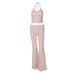 2026 Spring New Sexy Cropped Halter Neck Tank Top Slim High-Waisted Flared Pants Women's Set Wholesale_ecoleips.com