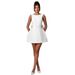 Aria Basics Aria Basics Foreign Trade European And American New Women's Pearl Bow Slim Fit Short Hot Girl Waist-Cinching Backless A-Line Solid_ecoleips.com