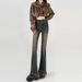 Retro High-waisted Flared Jeans Women, 2026 New Style, Petite Stretch Slimming Fringed Bell-bottom Pants For Spring And_ecoleips.com