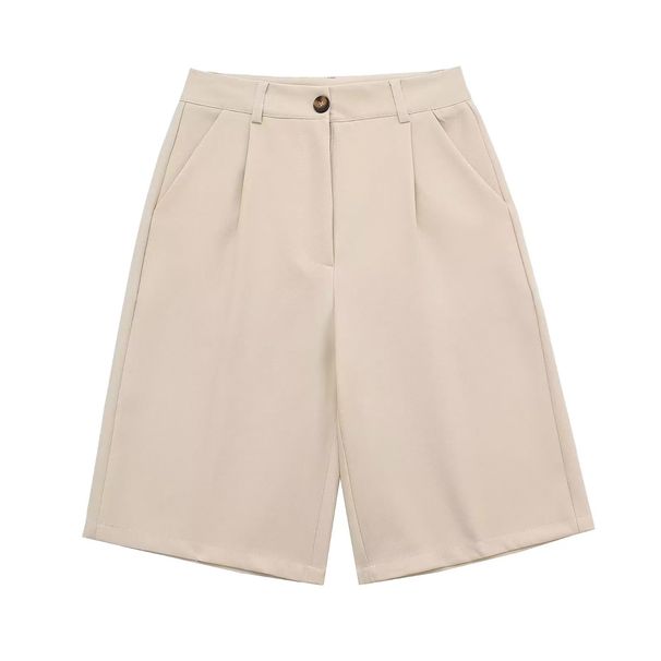 Women's Solid Color Loose Fit 5/8 Length Dress Pants – Casual Office Straight Leg Trousers 2026_ecoleips.com