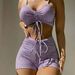 High Waisted Lace-Up Straps Bikini Set Sexy Striped Two-Piece Swimsuit Retro Trendy Beachwear for Women_ecoleips.com
