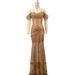 Women's Clothing Fashion Trend Top One Shoulder Sexy V Neck Nail Diamond Pleated Gold Mesh Sequined Evening Dress_ecoleips.com