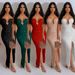 Women's solid color sexy sequined backless long skirt dress_ecoleips.com