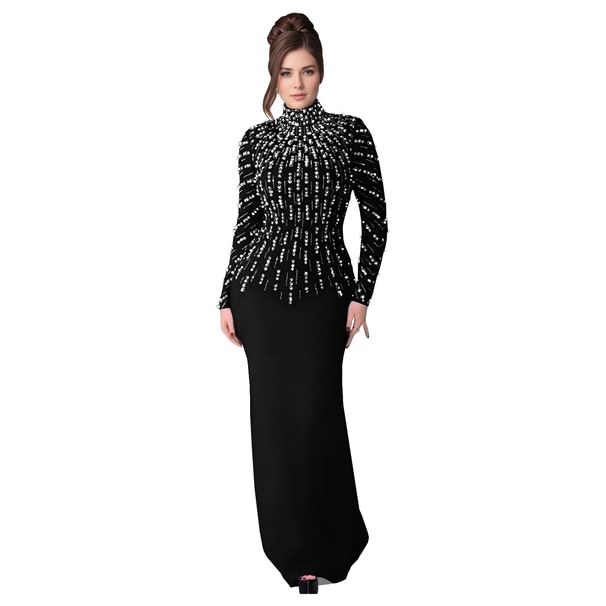 Women's Long Sleeved Beaded Diamond Arm Wrapped Dress Temperament Casual England Style Thin Summer Dress_ecoleips.com