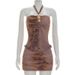 Women's Summer Retro Digital Print Dress European American Style Sleeveless Halter Neck Bodycon Slim Short New_ecoleips.com