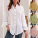 Verve Spring Summer New Solid Color Long Sleeve Shirt Cotton Linen Blouse Cardigan Women's Clothing_ecoleips.com