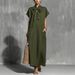 Bohemian V-Neck Belted Summer Dress – Oversized Flowy Midi Dress In Solid Colors (S-XXXL)_ecoleips.com