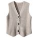 Aria Basics Layered Wear Magic Italian Craft Wool Cashmere Warm Knitted Vest For Women_ecoleips.com