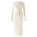 Women's Clothing Autumn Round Neck Knit Dress For Women Elegant Ruffle Design Long Sleeve Elegant Sophisticated Dress_ecoleips.com