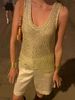 2026 Women's Summer New Solid Color Versatile Hollow Knitted Sequined Vest Loose Sleeveless Vest Sexy V-Neck Top For Women_ecoleips.com