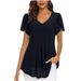 Women's Chiffon Blouse European American Style Petal Shaped Short Sleeves Waist Cinching Top Summer Casual T-Shirt with Pleats 2023_ecoleips.com