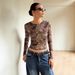 Women's Sexy Leopard Print Sheer Slim Fit Long Sleeve Base Layer Top European American Style Cross Border Outerwear_ecoleips.com