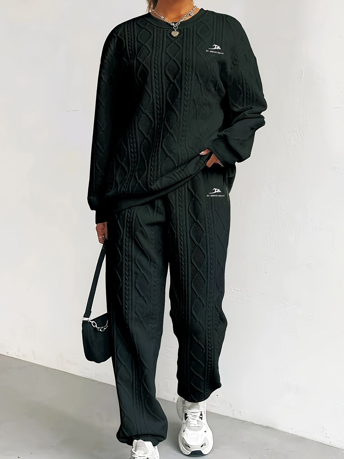Textured Knit Sweater & Tapered Pants Set – Casual Two-Piece Outfit | Cozy & Stylish (S-XXL)_ecoleips.com