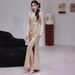 Women's Clothing Gold Evening Dress Niche Swing Collar Backless Dress Sequin Party Long Slim Slit Catwalk Dress Skirt_ecoleips.com