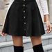 Vintage Corduroy High Waist Skirt For Women - Retro A-Line Mini Skirt With Patchwork Design, Black, S/M/L/XL_ecoleips.com
