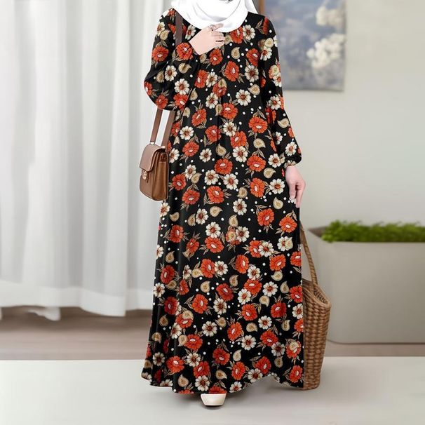 Women's Comfortable Breathable Maxi Dress Southeast Asian Style Printed Design Exclusive Wear for All Seasons_ecoleips.com