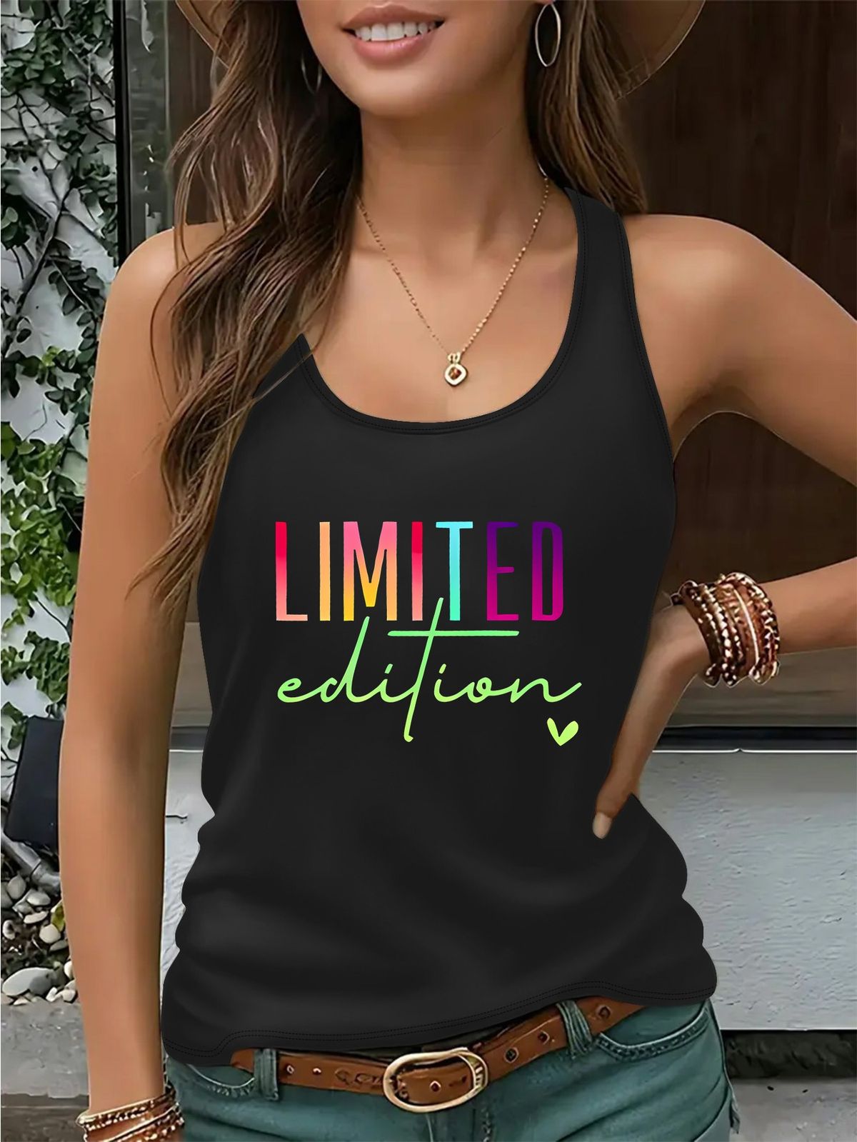 Women's Fashion Tank Top With Print And Round Neckline Perfect For A Cool Spring And Summer_ecoleips.com