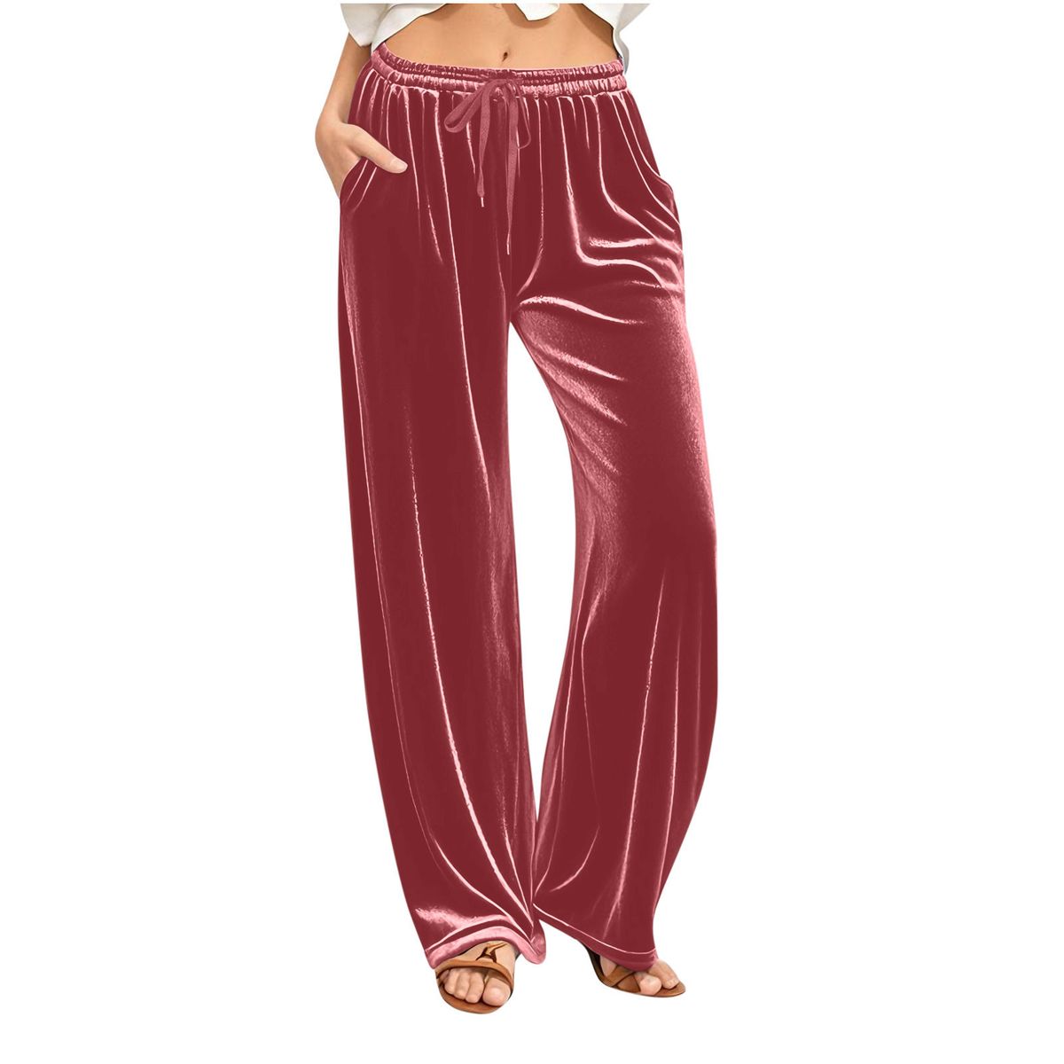 Women's Velvet Drawstring Jogger Pants – Soft & Stylish Wide-Leg Lounge Pants In 6 Elegant Colors | S-XXL | Wrinkle-Free & Comfort Fit_ecoleips.com