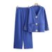 Women's Large Button Knitted Sweater And Wide Leg Pants Two Piece Suit Casual Loose Fit Autumn Winter Trendy Outfit_ecoleips.com