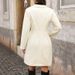 Women's Clothing Elegant Tweed Coat With Pearl Buttons - Classic Double-Breasted Long Coat For Women, Slim Fit, Warm Winter Outerwear, Beige_ecoleips.com