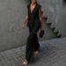 Women's Breathable Cotton Summer Outfit Sleeveless V-Neck Vest And Wide-Leg Pants Set Two-Piece Casual Comfortable_ecoleips.com