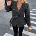 DiYun European And American Elegant Fashionable Lace-Up Long-Sleeve Coat Women's Clothing 2025 Autumn/Winter_ecoleips.com