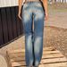 Women's Stretchy Distressed Jeans European American Style Cross Border Whiskers Slightly Flared Casual Denim with Frayed Edges_ecoleips.com