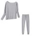 Women's Solid Color Casual Sports Suit Off-Shoulder Tie-Up Top Long Pants Fashionable Long Suit For Women_ecoleips.com
