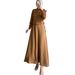 Muslim Dress Women Modest Muslim Women's Long Sleeve Dress With Polo Collar – Elegant A-Line Maxi Dress For Middle East & Southeast Asia (Brown, Black, Purple, Green)_ecoleips.com