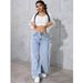 High-Waisted Straight Leg Jeans For Women - Vintage Washed Denim Pants, Sweet & Spicy Style, Comfortable Loose Fit For Spring/Fall_ecoleips.com