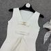 Elegant Luxury Ice Silk Sleeveless Bow Ruffle Dress for Women Summer New Style Gentle Dress_ecoleips.com