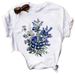 European And American Cross-border Foreign Trade Women's Floral Plant Print Round-neck Short-sleeve T-shirt Top_ecoleips.com