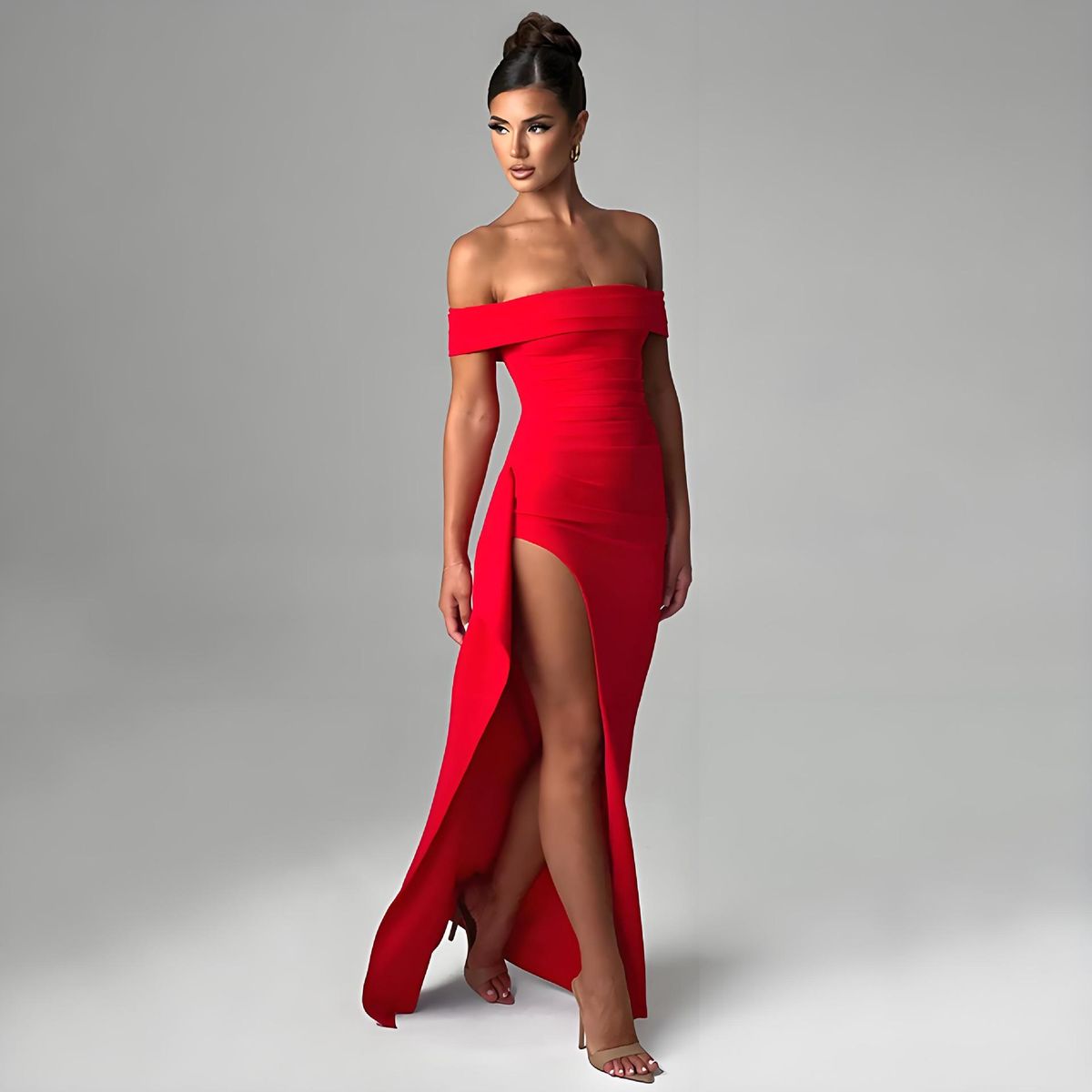 Women's Strapless Sweetheart Neckline Maxi Dress - Sexy Backless Gown With High Slit (Elegant Evening Dress Bodycon Formal Gown)_ecoleips.com