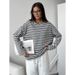 Women's Autumn Fashion Knit Striped Collar Long-Sleeve T-Shirt With Versatile Base Layer_ecoleips.com