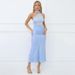 Women's Elegant Sleeveless Halter Neck Mesh Satin Long Dress Summer Collection European And American Style New 2025_ecoleips.com