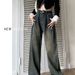 Fleece-Lined Cement Gray Vintage Pleated Wide-Leg Jeans For Women High Waist Loose Slimming Autumn Winter Petite_ecoleips.com