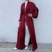 Women's Clothing Loriya Casual Cardigan Dress For Women Plus Size With Drawstring Sleeves Muslim Fashion Modest Abaya Dress_ecoleips.com