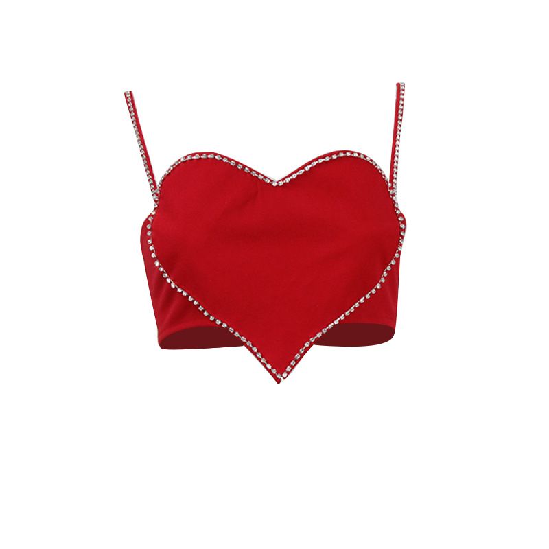 Women’s Clothing sexy heart diamond tube top suspenders short vest navel baring hot girl style tops for women_ecoleips.com