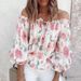 2025 Cross-Border Sexy Off-Shoulder Chiffon Blouse Women's European And American Loose Printed Long-Sleeve_ecoleips.com